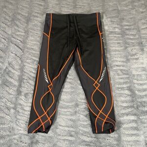 CW-X Stabilyx Compression Tights Mens Small Black Orange 3/4 Length 225806